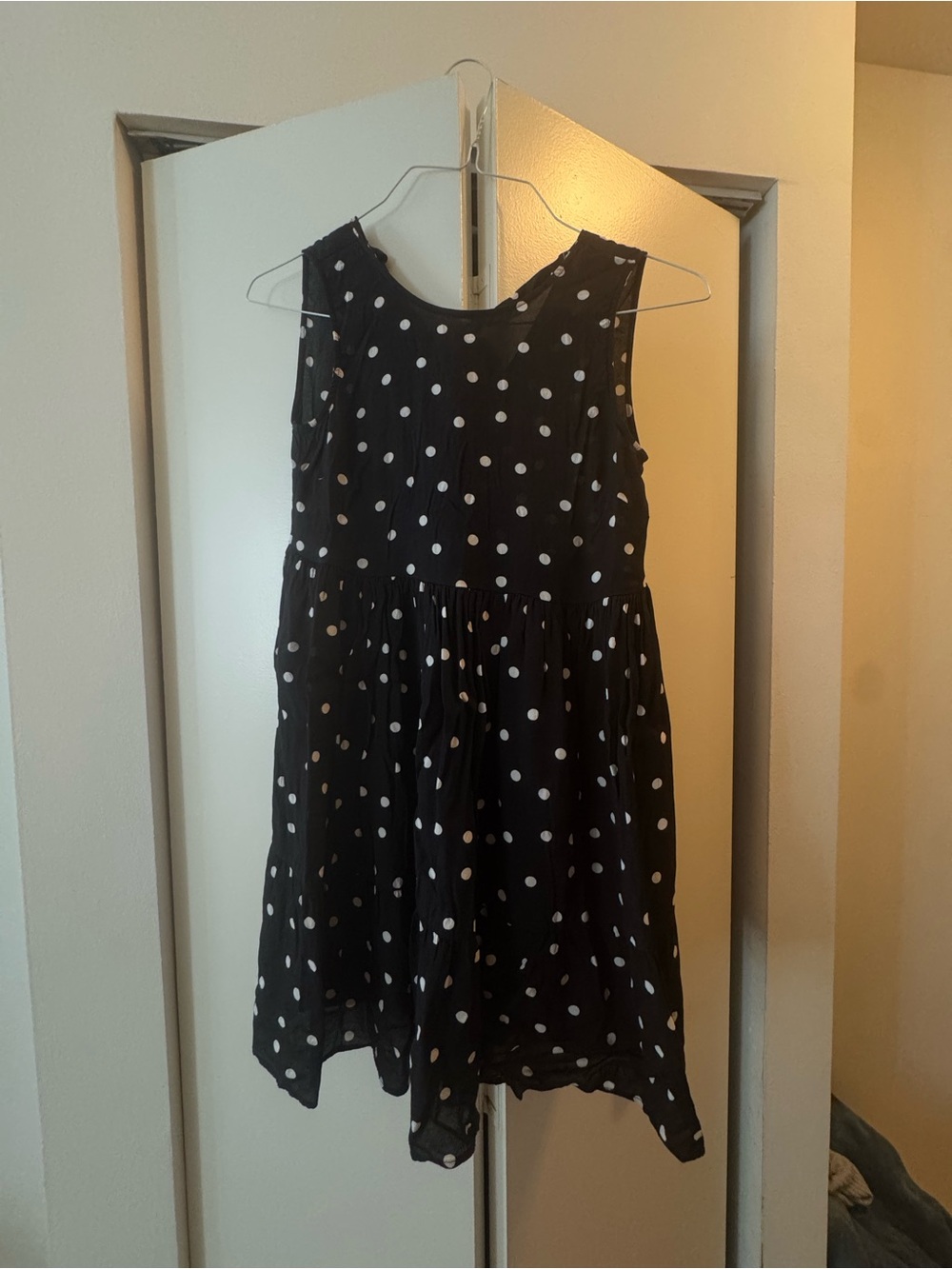 Sezane Black and White Polka Dot Sleeveless Dress